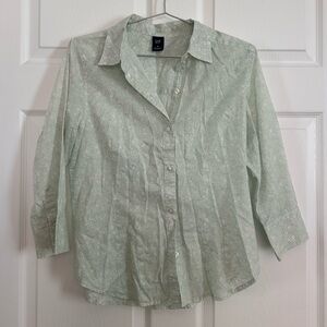 GAP Flower Green Button-Down Shirt